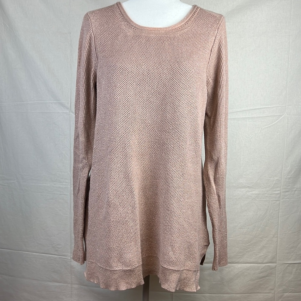 Simply Vera Vera Wang Long Pink & Silver Glitter Sweater L